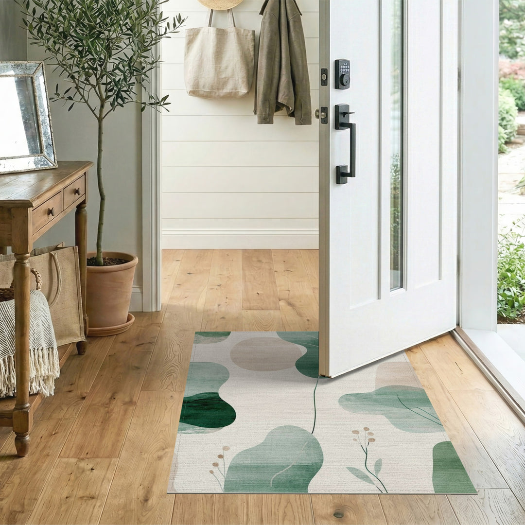 Green Abstract Area Green Abstract Leaf Area Rug