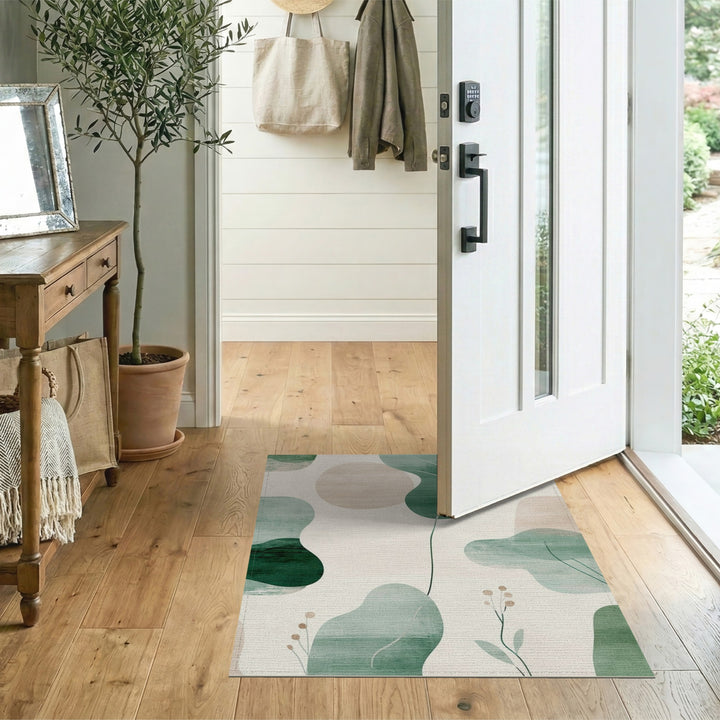 Green Abstract Area Green Abstract Leaf Area Rug
