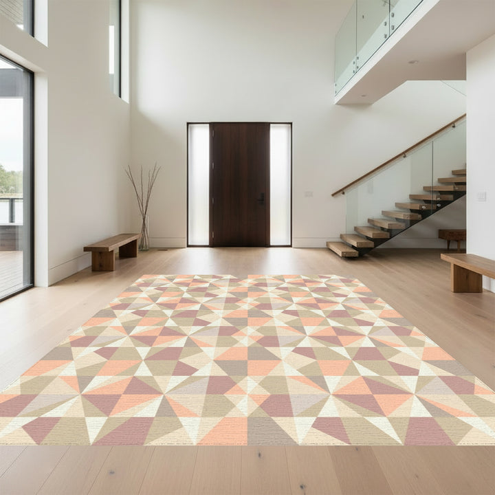 Geometric Pastel Diamond Starburst Rug