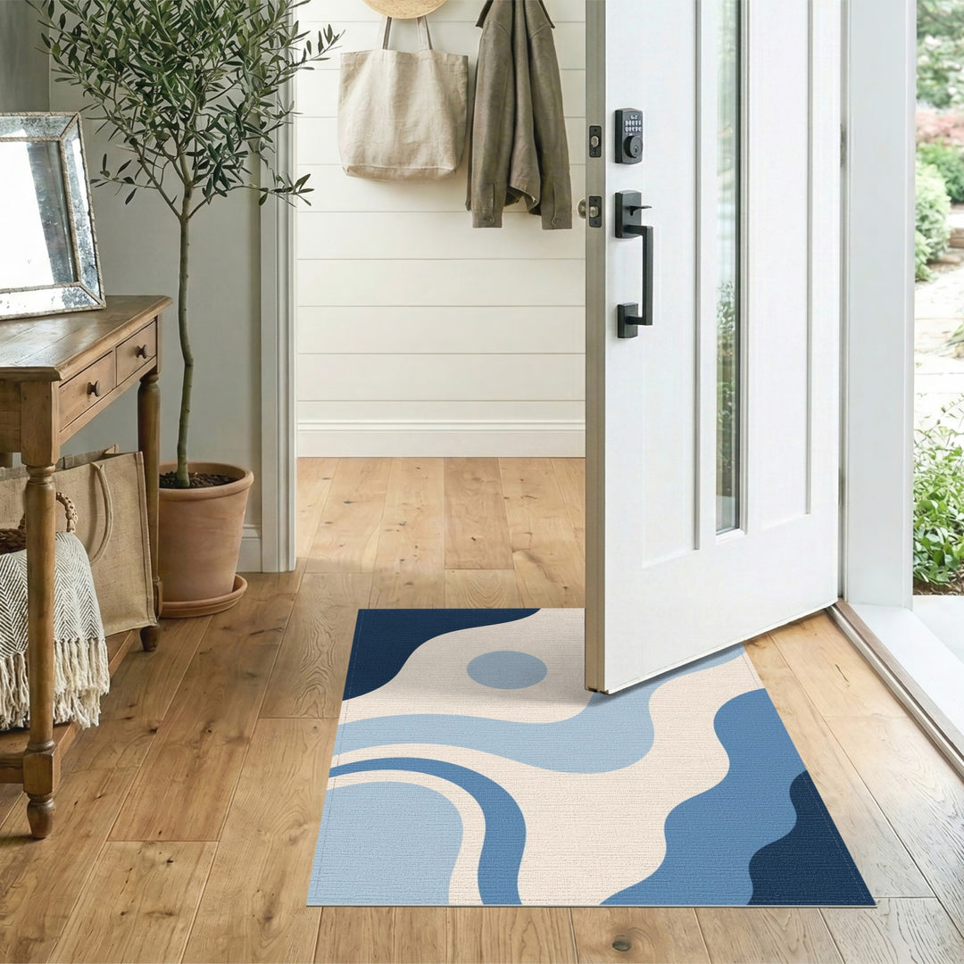 Blue Wave Abstract Area Rug