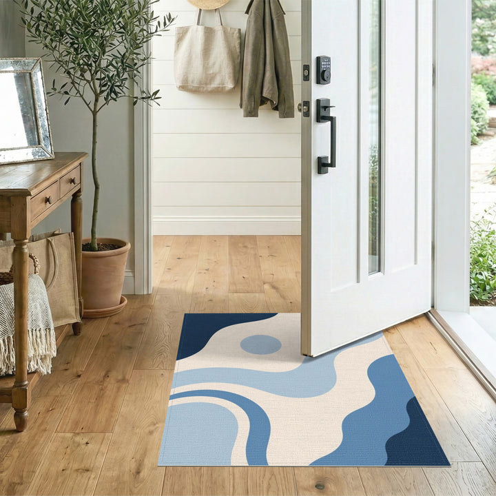 Blue Wave Abstract Area Rug