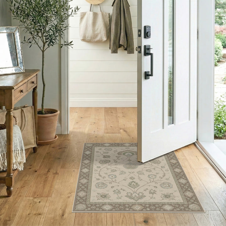 Beige Floral Vintage Area Rug