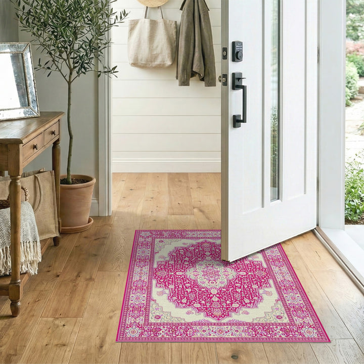 Medallion Pink Persian Floral Medallion Area Rug