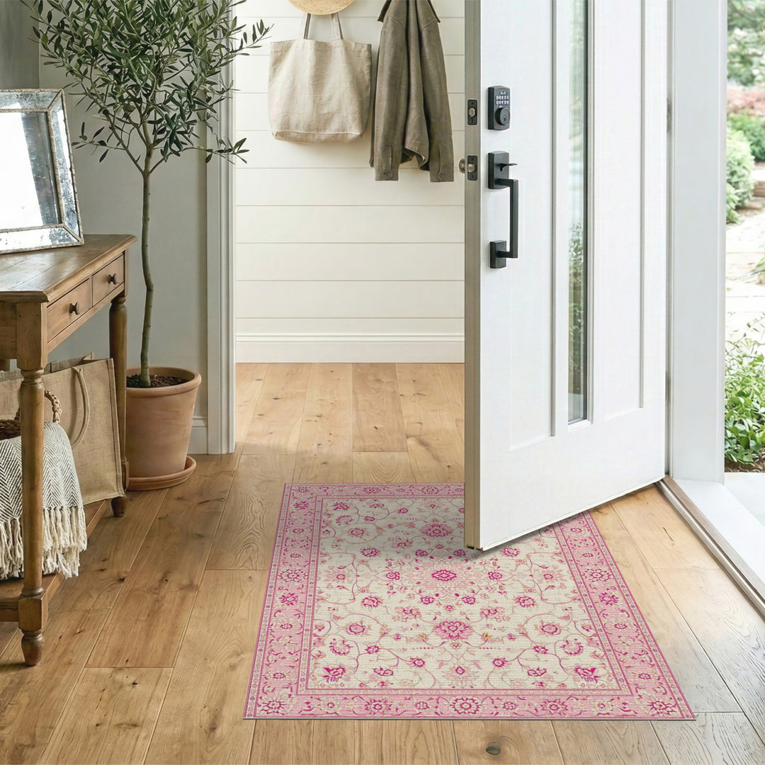 Pink Floral Vintage Area Rug