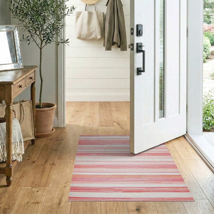 Pink Striped Geometric Pink Area Rug