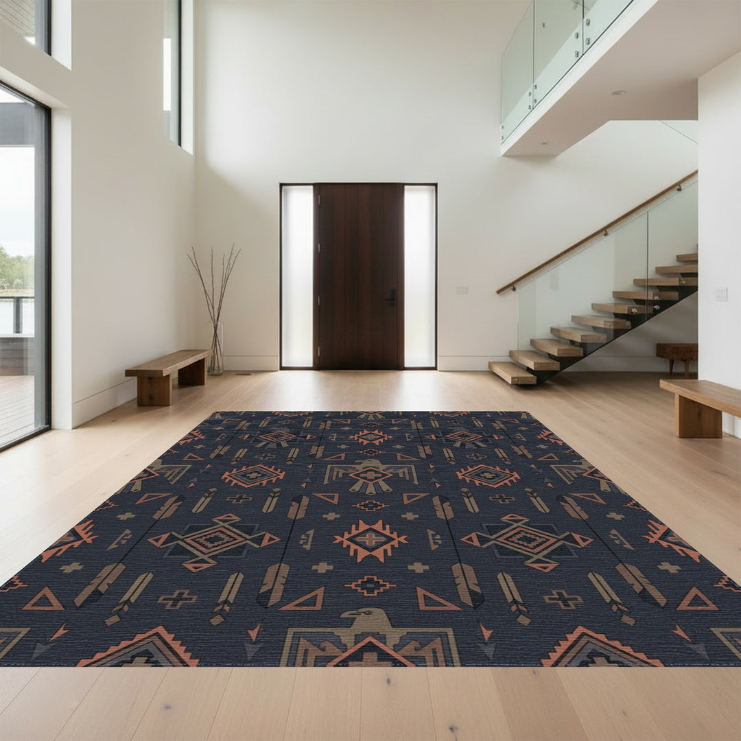 Earthy Tone Thunderbird Geometric Rug