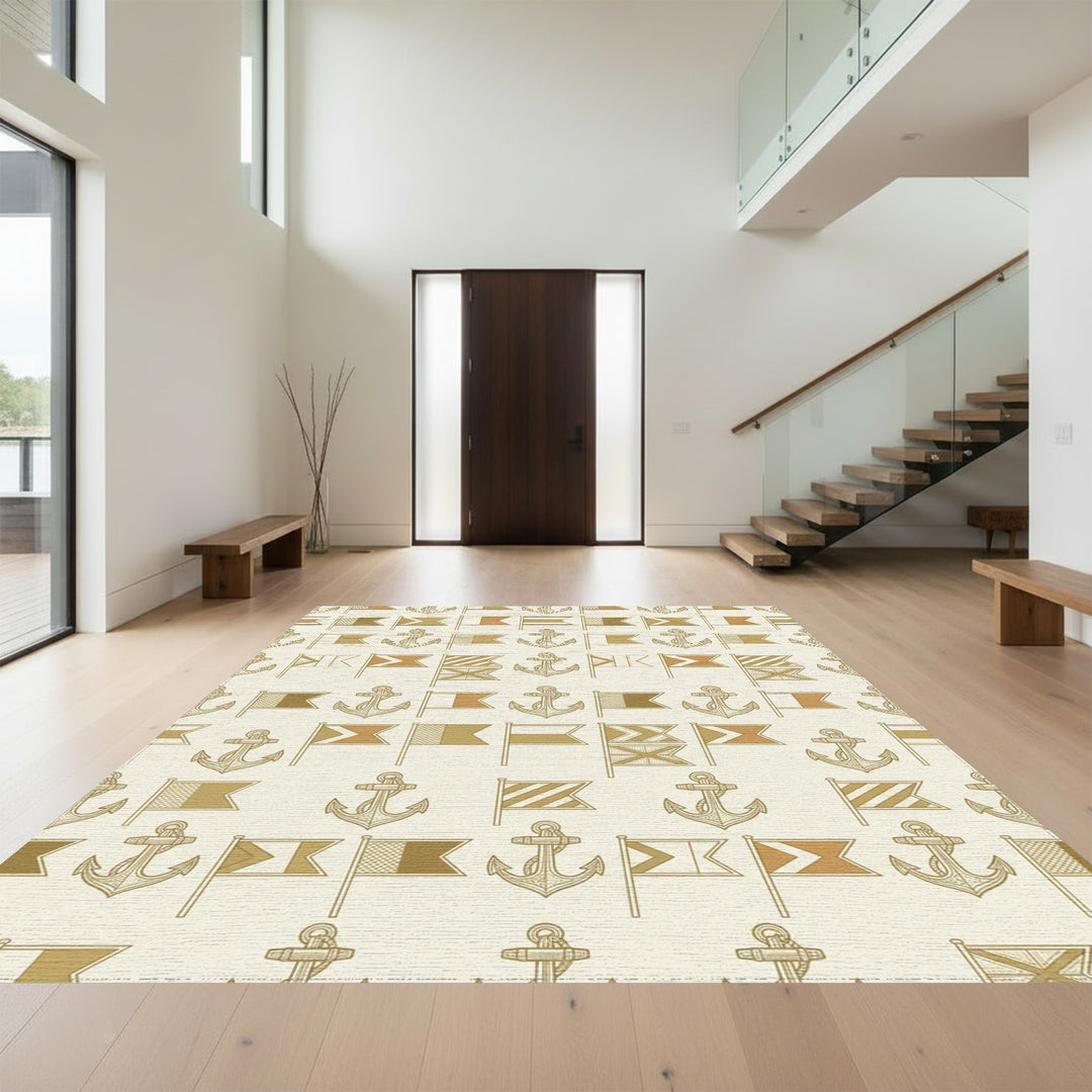 Nautical Flags Anchor Repeating Pattern Rug