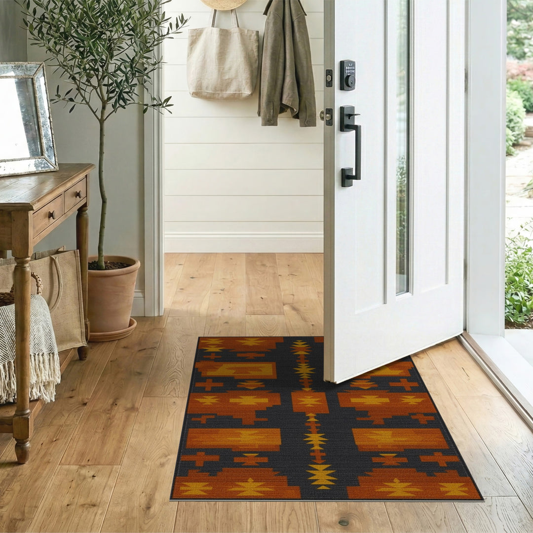Orange Southwestern Geometric Area Rug