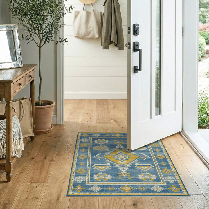 Blue Southwestern Area Rug