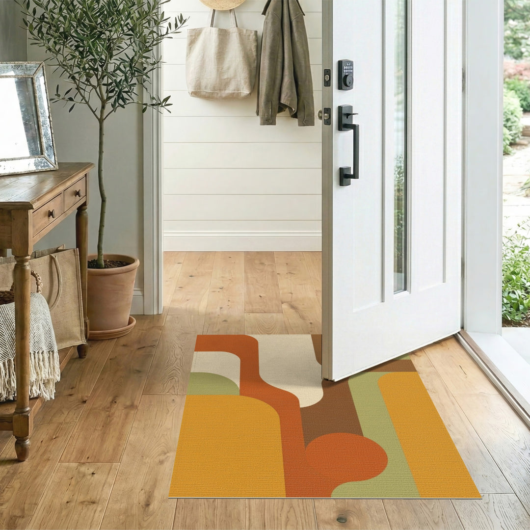 Orange Geometric Modern Area Rug