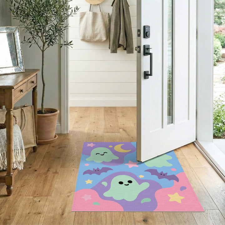 Cute Ghost Bat Pastel Kids Area Rug