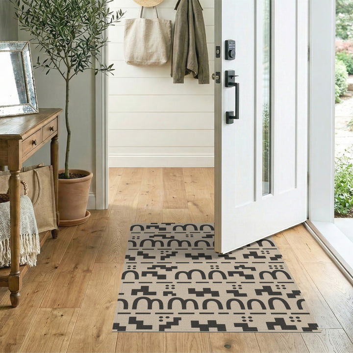 Beige Geometric Modern Area Rug
