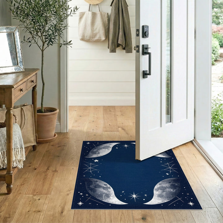 Crescent Moons Celestial Area Rug