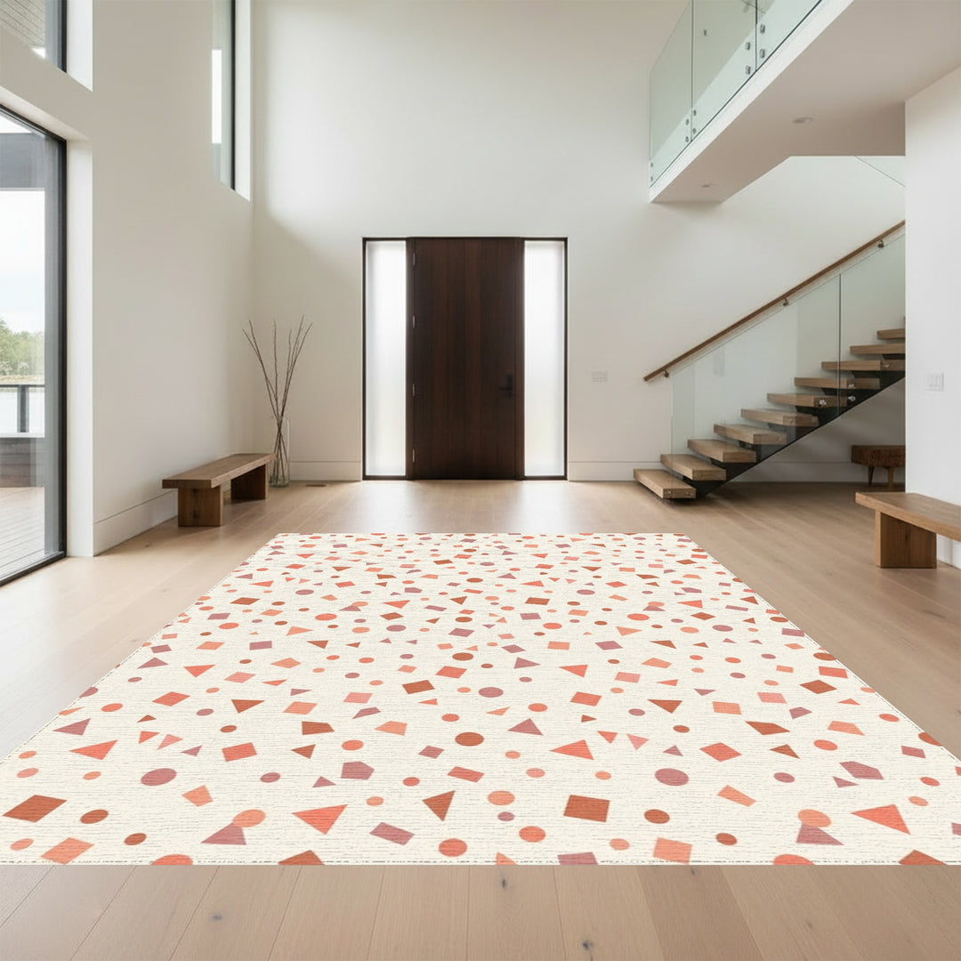 Coral And Rose Geometric Scatter Rug