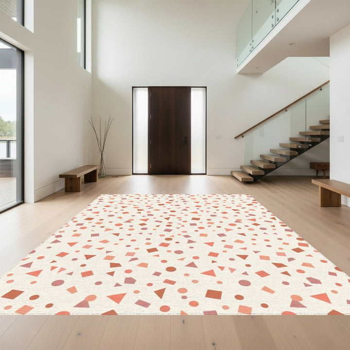 Coral And Rose Geometric Scatter Rug