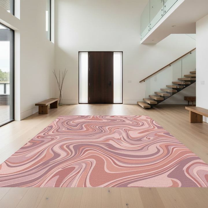 Terracotta Swirl Marble Texture Rug