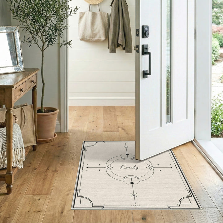 Beige and Neutral Emily Celestial Moon Phase Area Rug