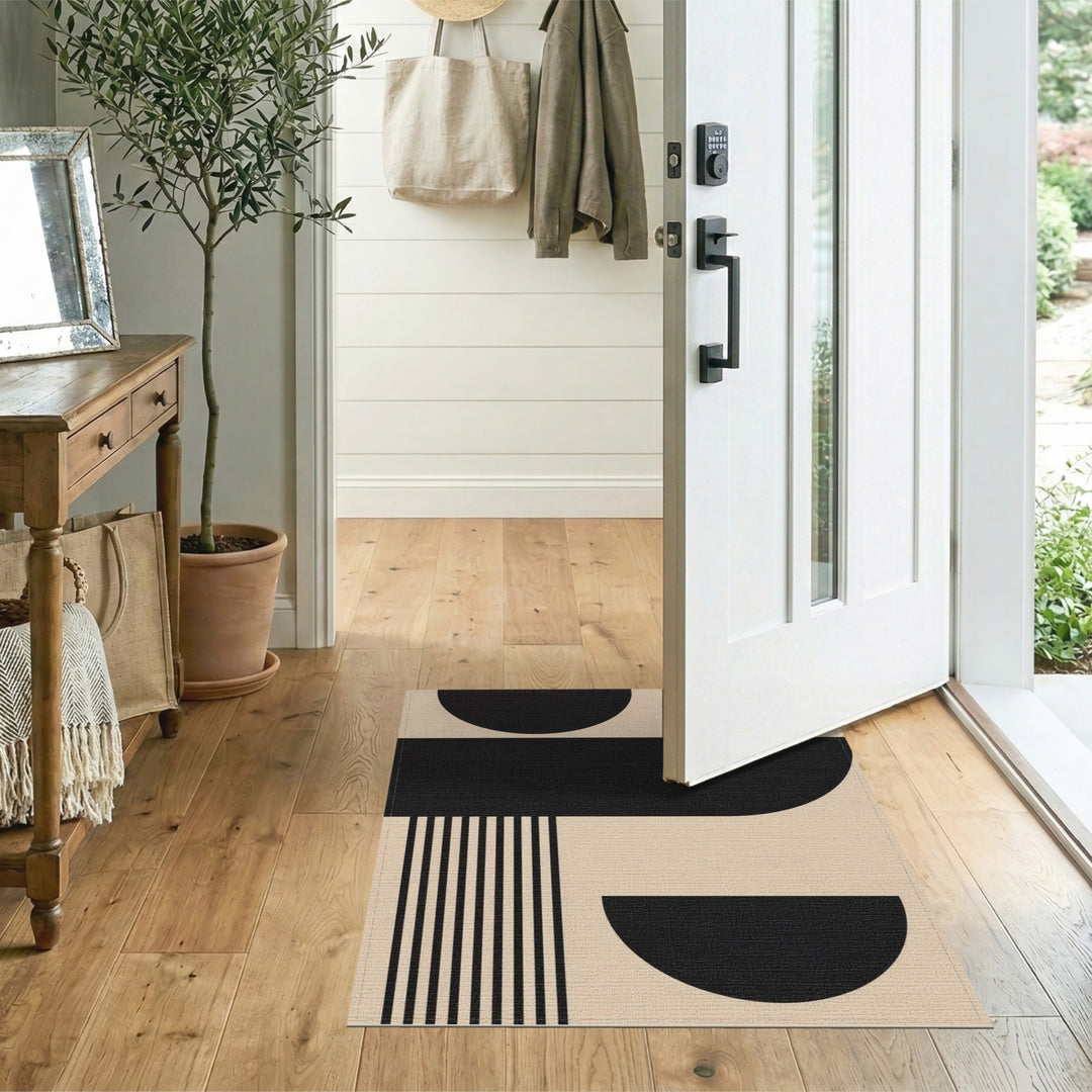 Geometric Modern Black and White Black Geometric Area Rug
