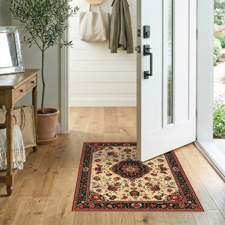 Red Floral Persian Medallion Traditional Persian Area Rug