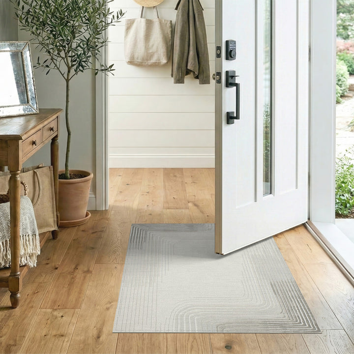 Grey Geometric Modern Grey Geometric Lines Area Rug