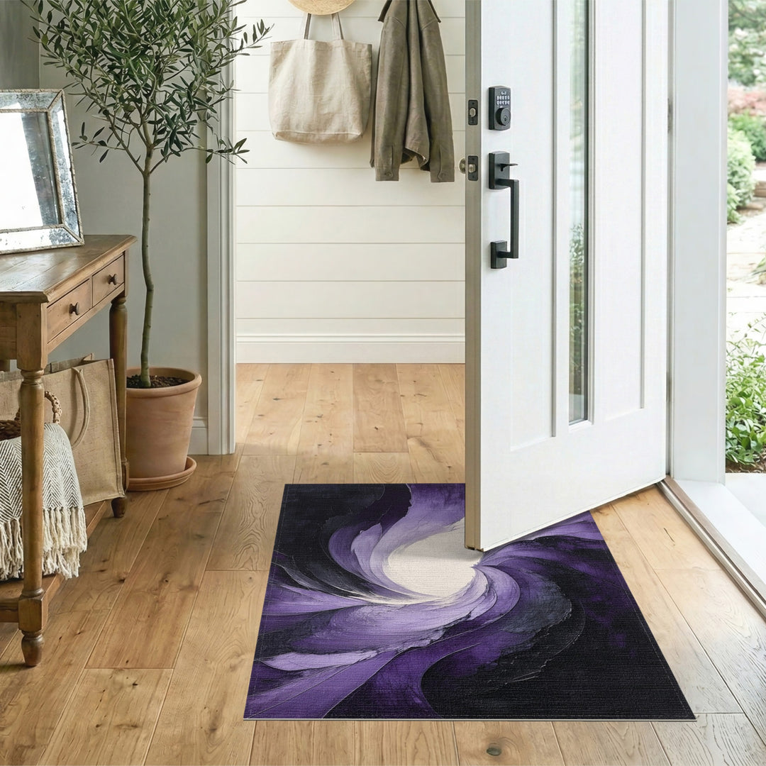 Abstract Area Purple Vortex Swirl Area Rug