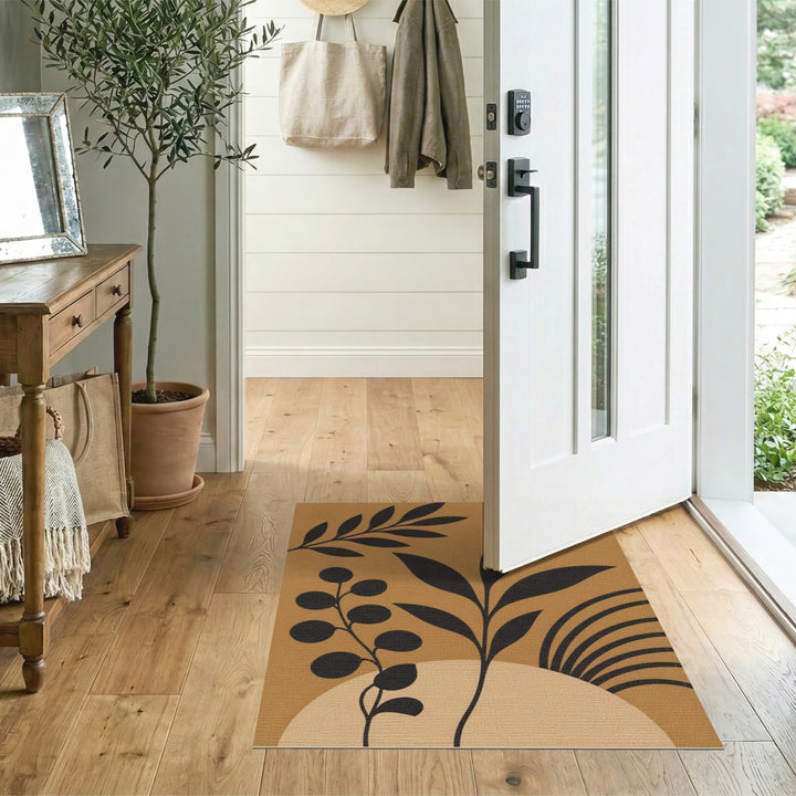 Abstract Brown Botanical Area Rug
