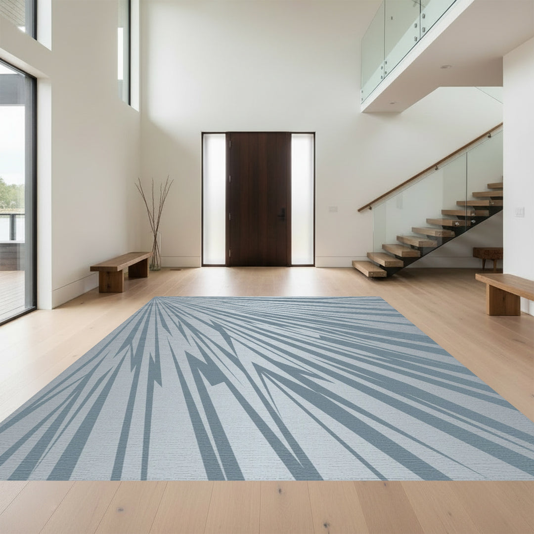 Light Blue Jagged Rays Rug