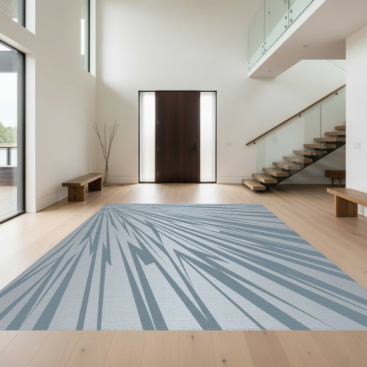 Light Blue Jagged Rays Rug