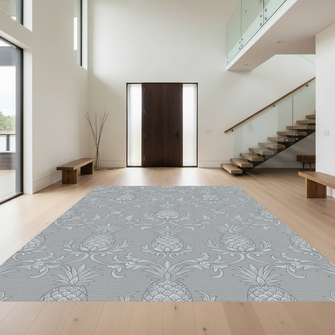 Classic Gray Pineapple Damask Rug