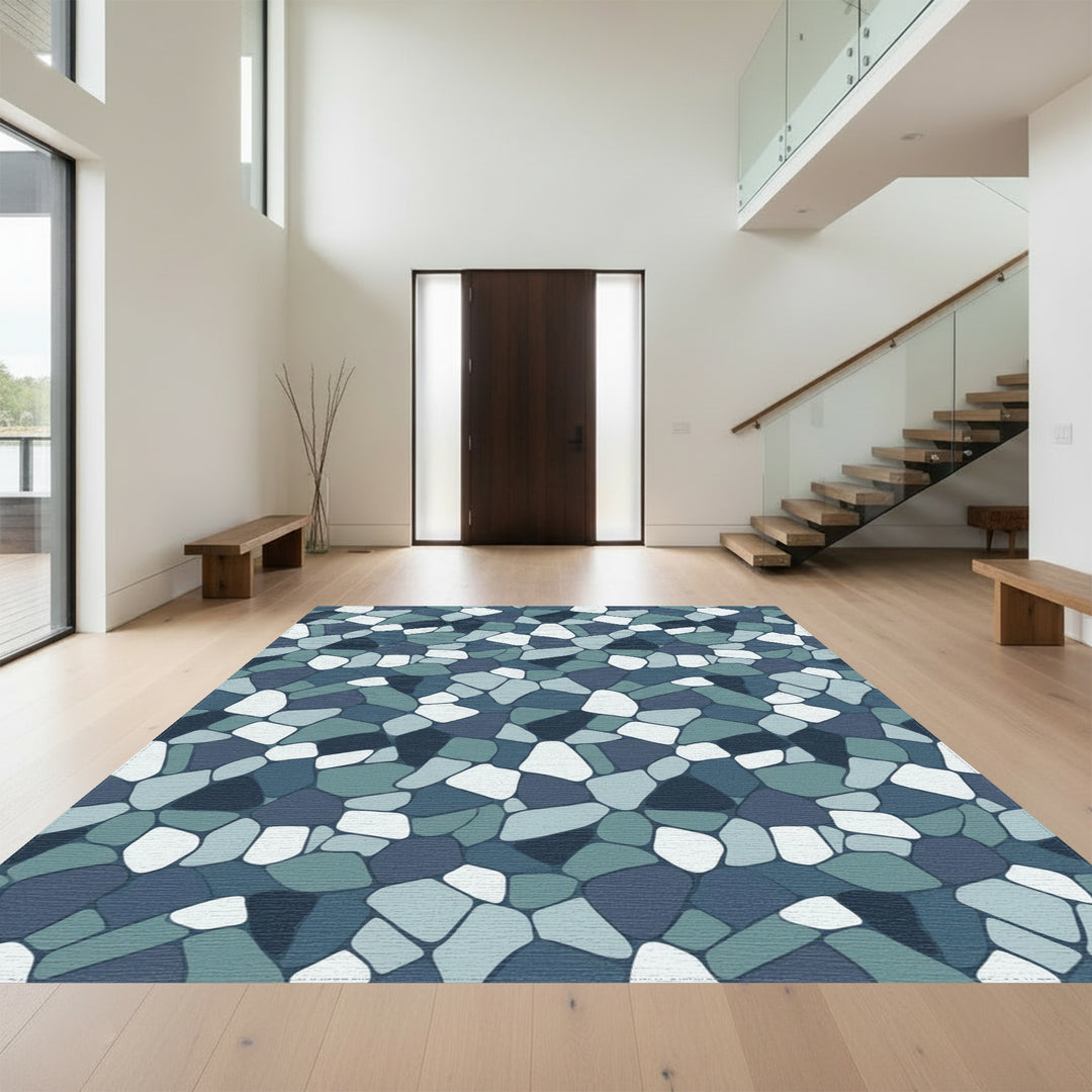 Mottled Blue Stone Mosaic Rug