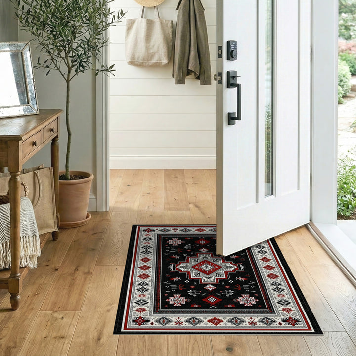 Black Geometric Heritage Area Rug
