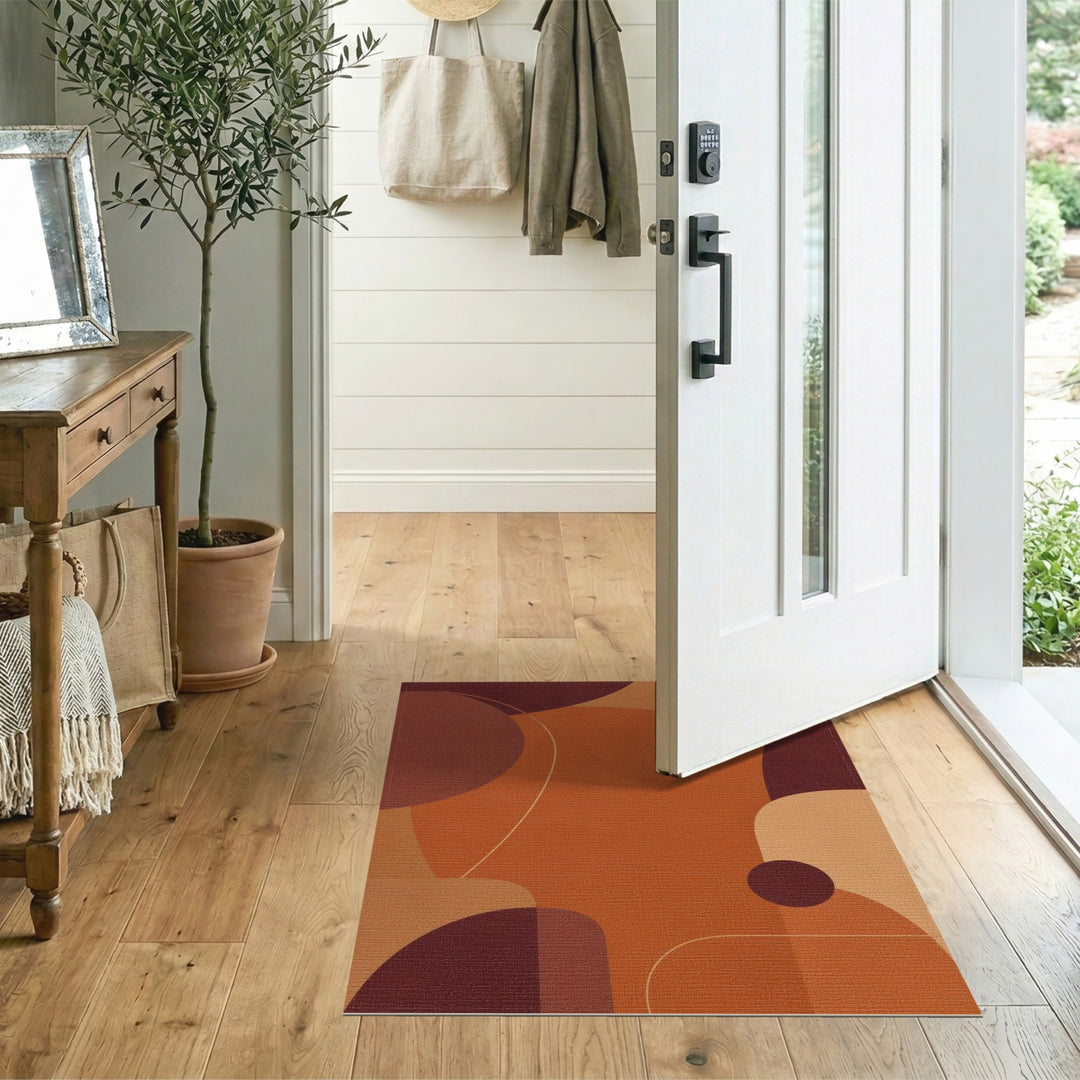 Orange Abstract Circle Area Rug