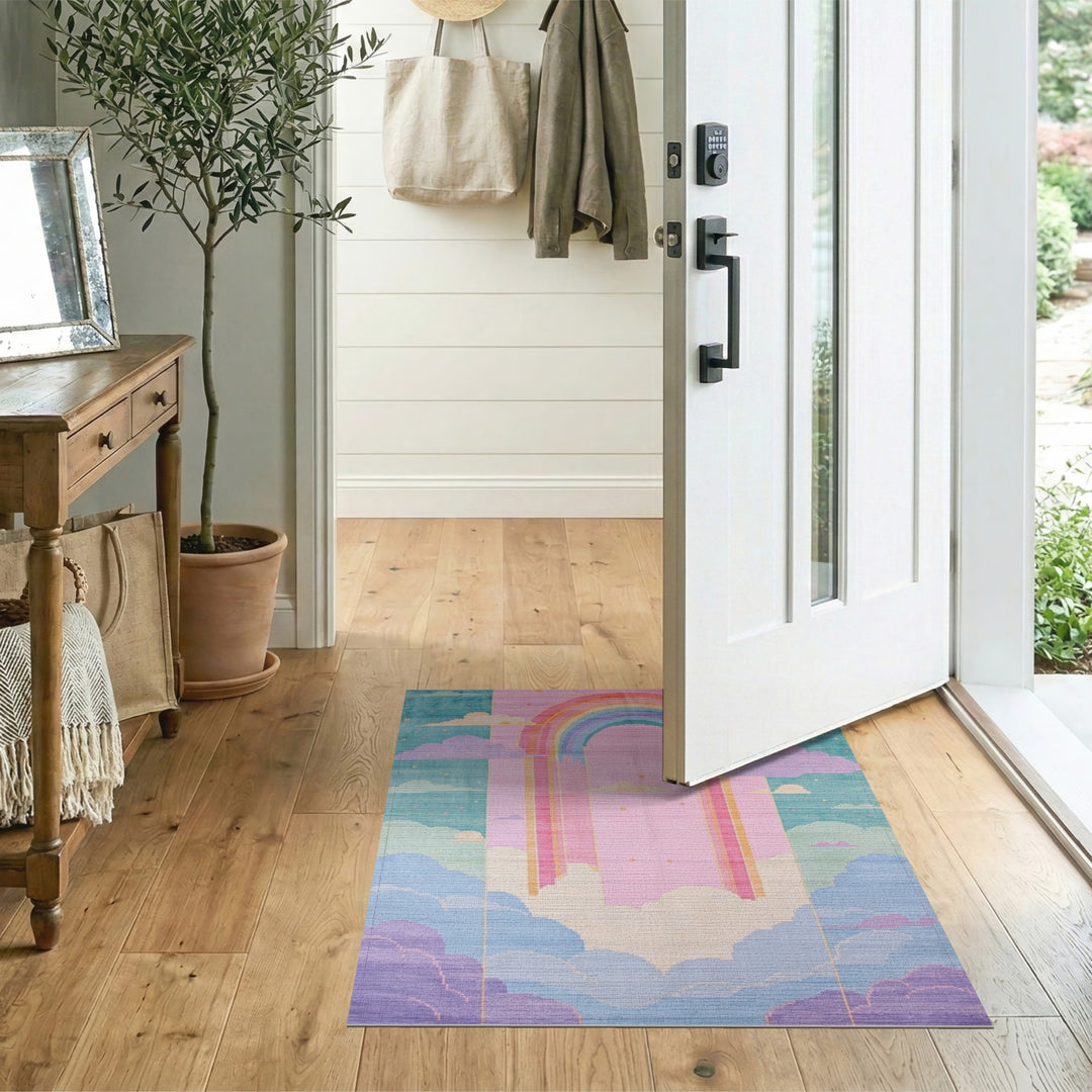 Rainbow Arch Cloud Kids Area Rug