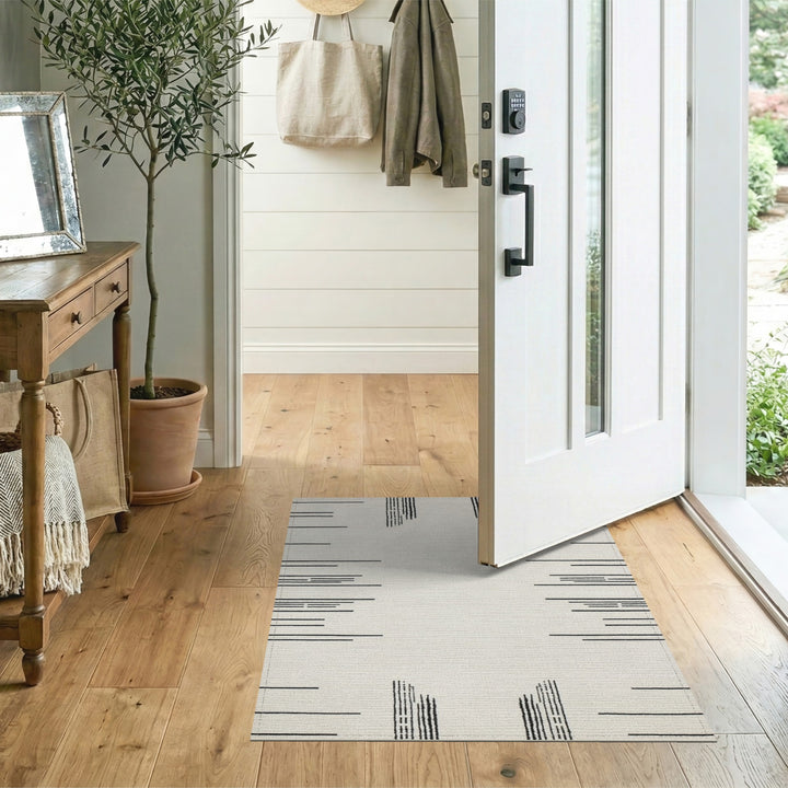 Black and White Black White Linear Geometric Area Rug