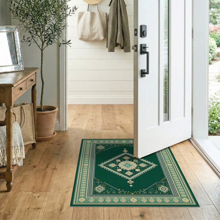Green Diamond Medallion Area Rug
