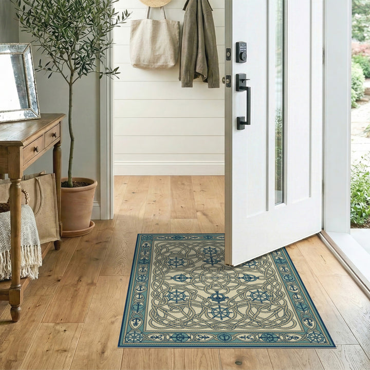 Nautical Rope Knot Blue Teal Area Rug