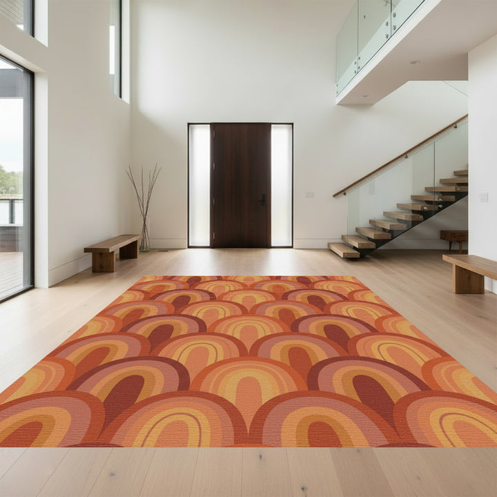 Retro Arch Rainbow Terracotta Rug