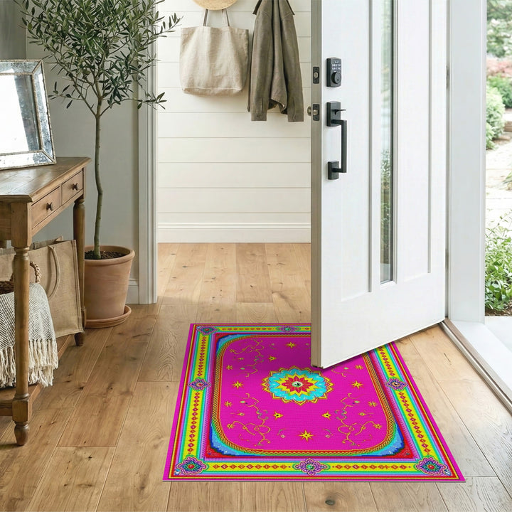 Pink Eye Mandala Boho Chic Area Rug