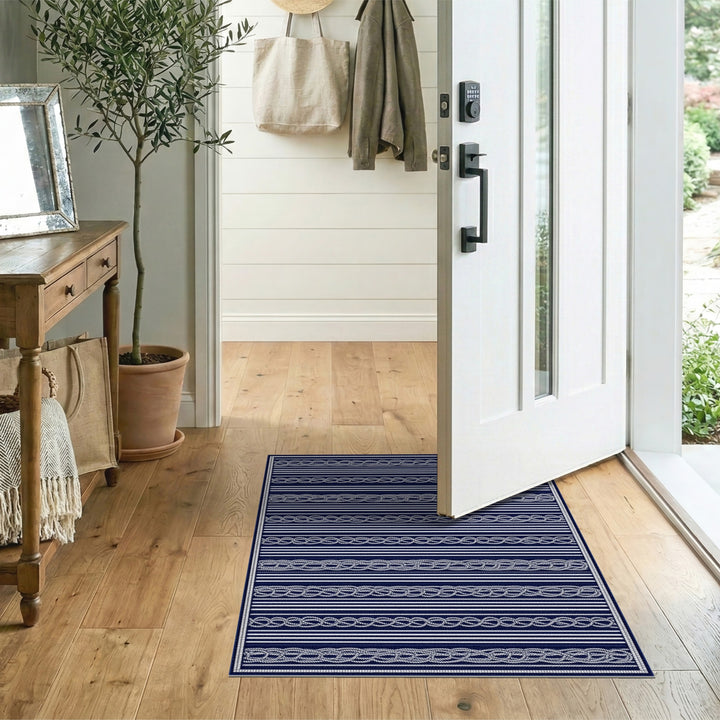 Navy Rope Knot Coastal Area Rug