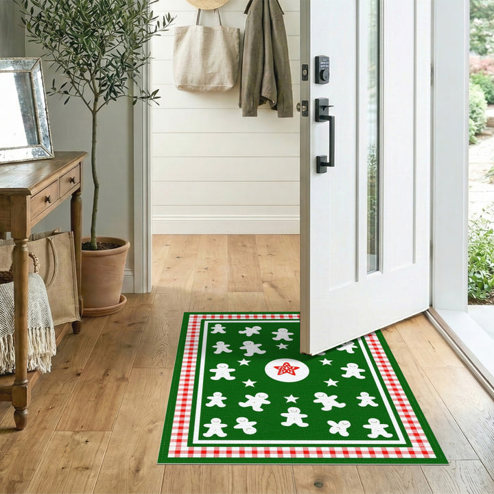 Green Gingerbread Men Kids Area Rug