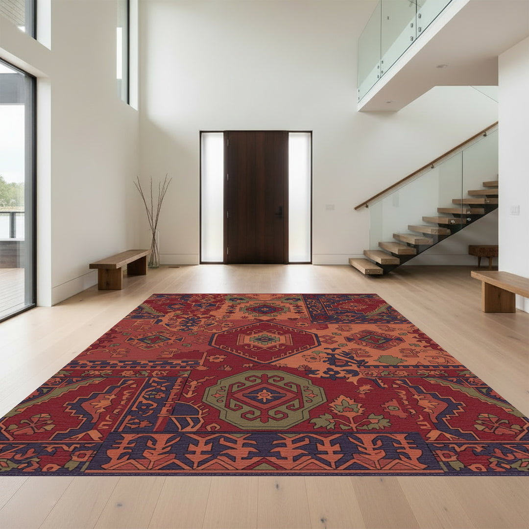 Patchwork Medallion Earthy Geometric Rug