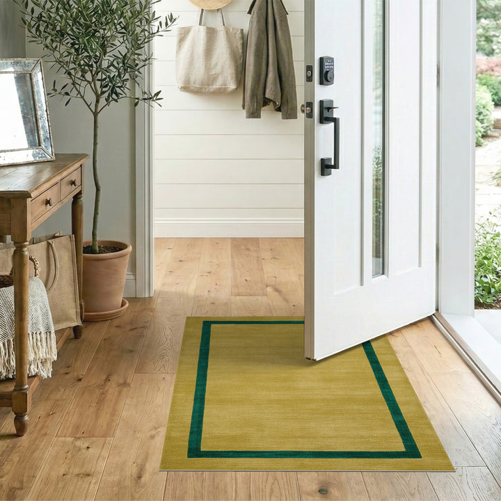Geometric Modern Yellow Geometric Border Area Rug
