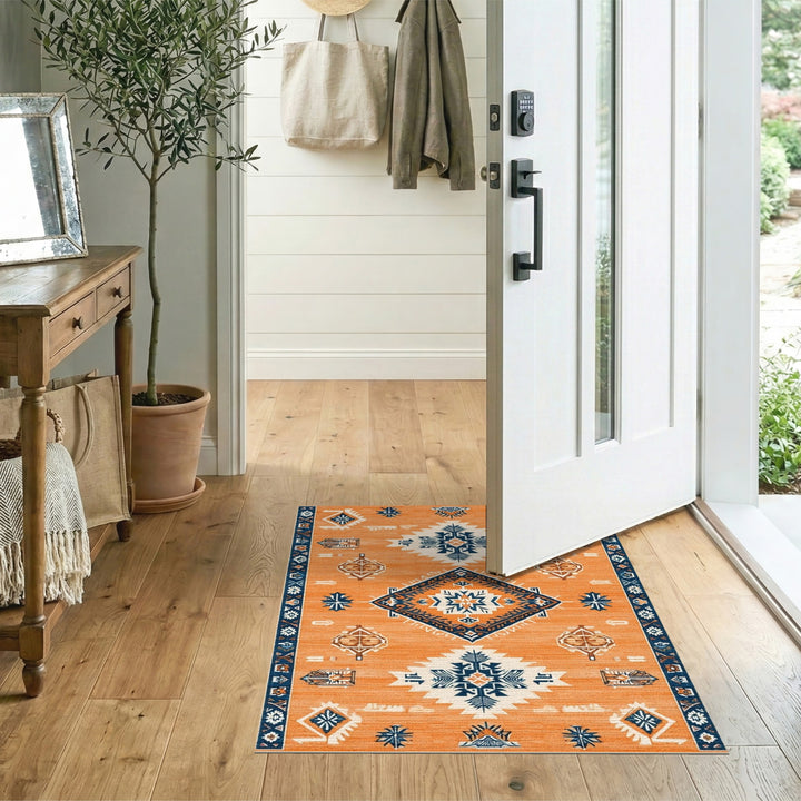 Orange Southwestern Geometric Area Rug