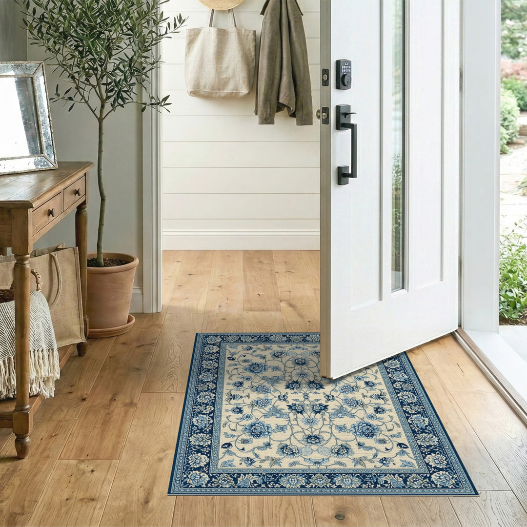 Blue Floral Vintage Area Rug