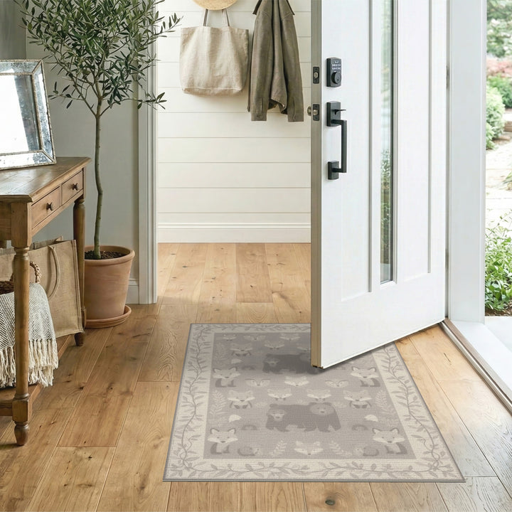Grey Fox and Bear Kids Area Rug