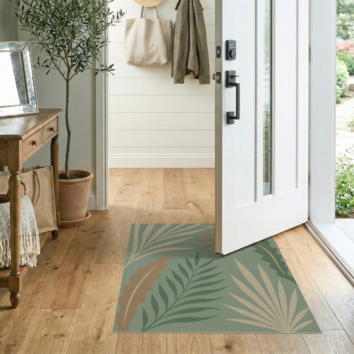 Abstract Area Green Abstract Leaf Area Rug