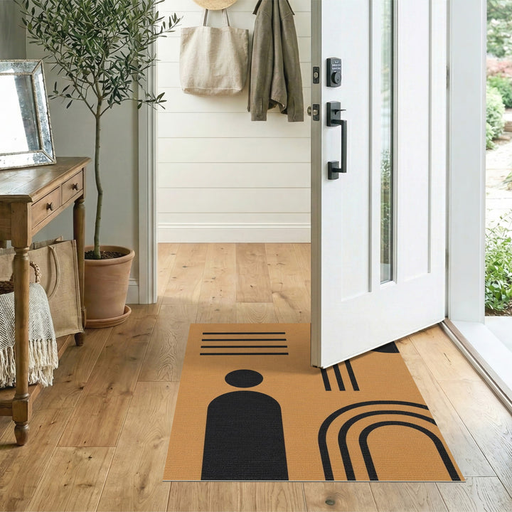 Geometric Arches Brown Tan Area Rug