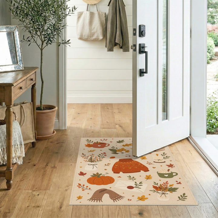 Cozy Autumn Sweater Beige Area Rug