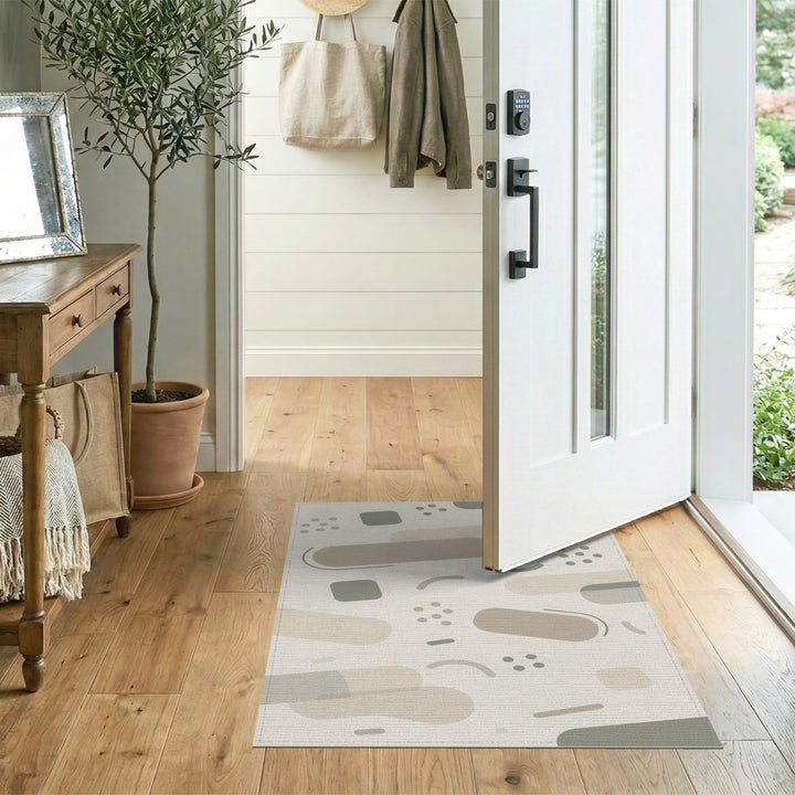 Beige Neutral Abstract Area Rug