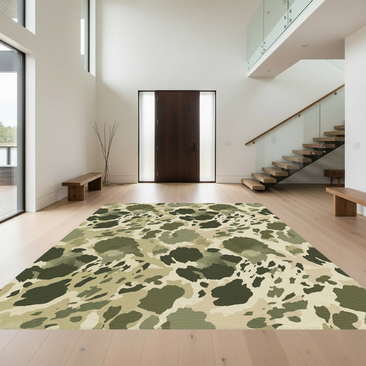 Earthy Camouflage Abstract Spots Rug